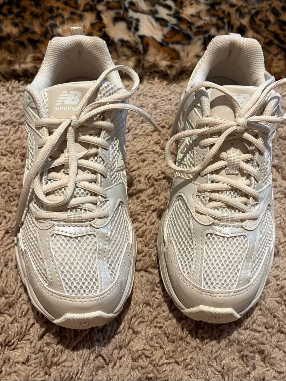 New Balance Women's Cream Mesh Athletic Sneakers